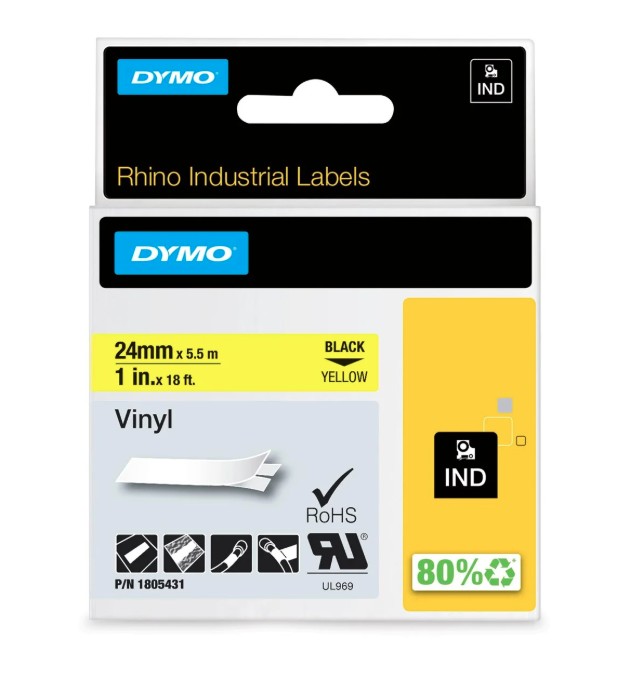 Taśma Dymo 24mmx5,5m winylowa żółta 1805431
