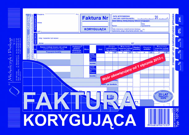 Faktura korygująca MiP 107-3E A5