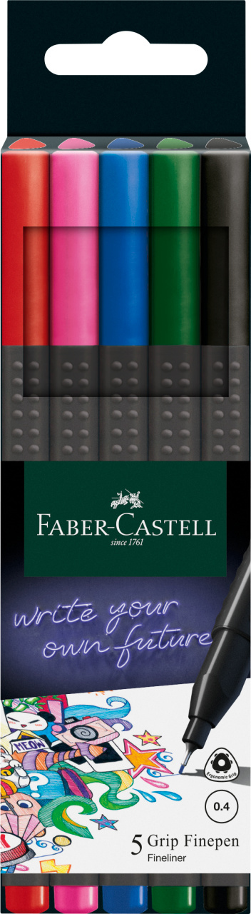 Cienkopisy Grip 5 kolorów Faber Castell