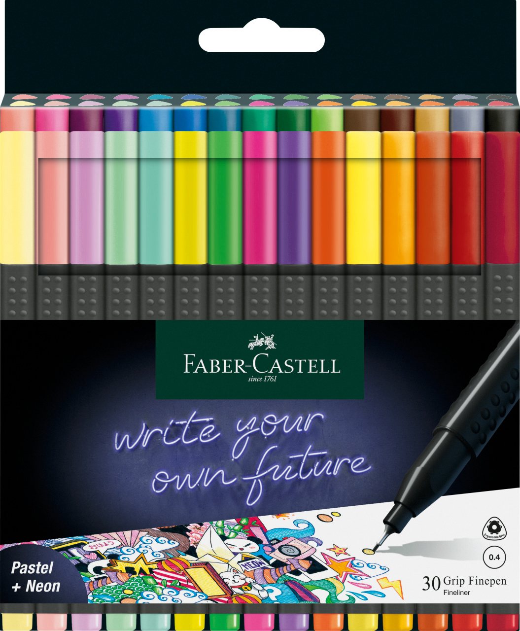 Cienkopisy Grip 30 kolorów Faber Castell