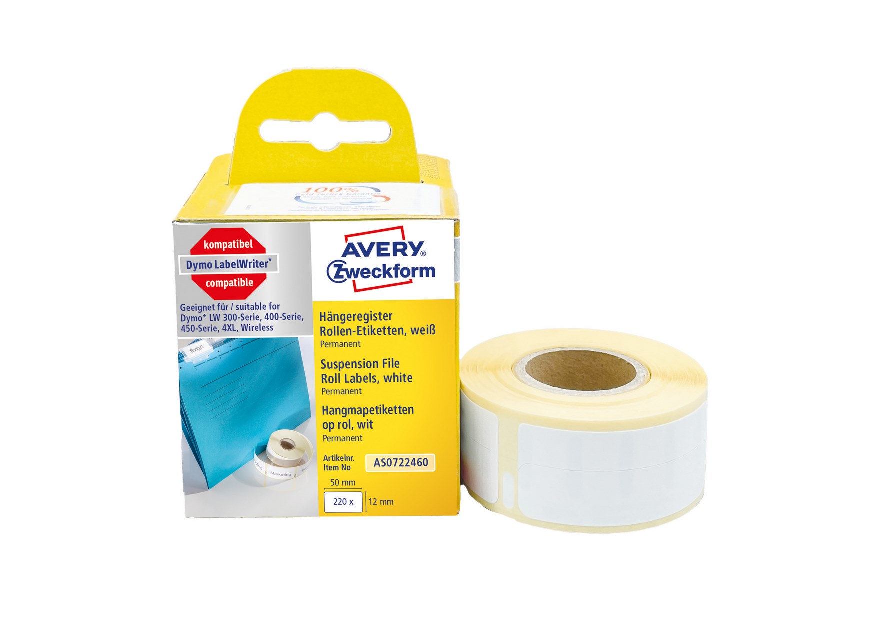 Etykiety mini do teczek wiszących do drukarek Dymo LabelWriter 50x12 mm