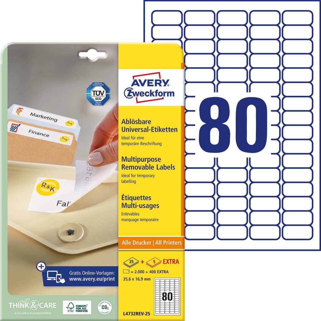 Usuwalne etykiety uniwersalne Avery Zweckform 35,6x16,9 mm