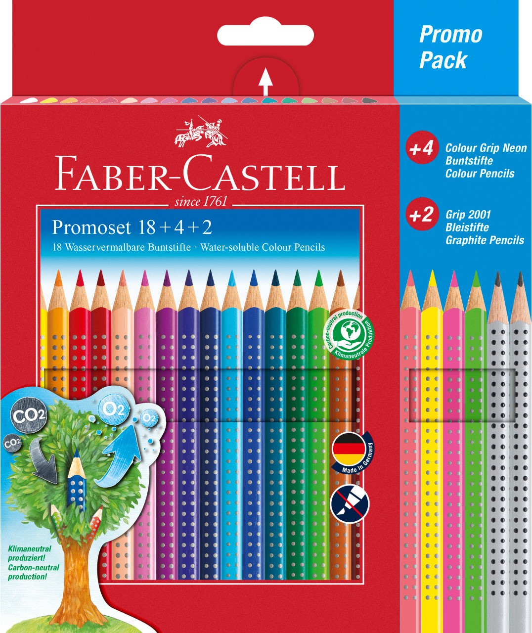Kredki Grip 1001 Faber Castell (18 kol. + 4 kol. neonowe + 2 ołówki) 201540