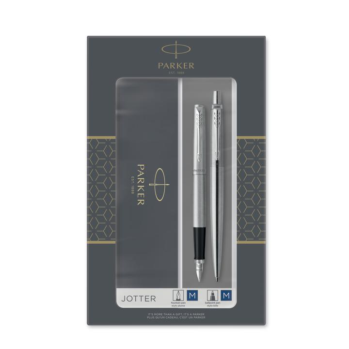 Zestaw Parker Jotter Duo Stalowy CT długopis i pióro + GRATIS