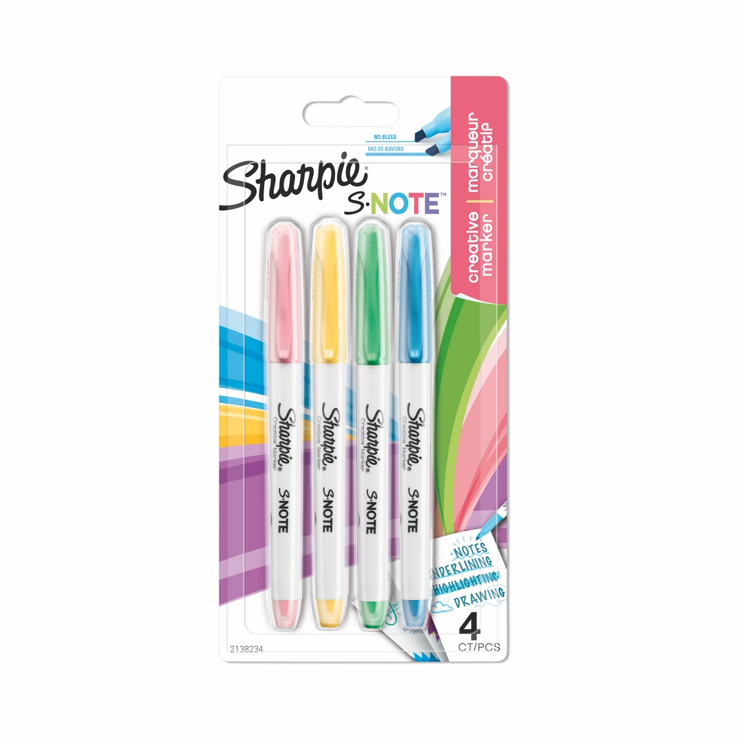 Markery kreatywne Sharpie S.Note 4 kolory ścięta końcówka
