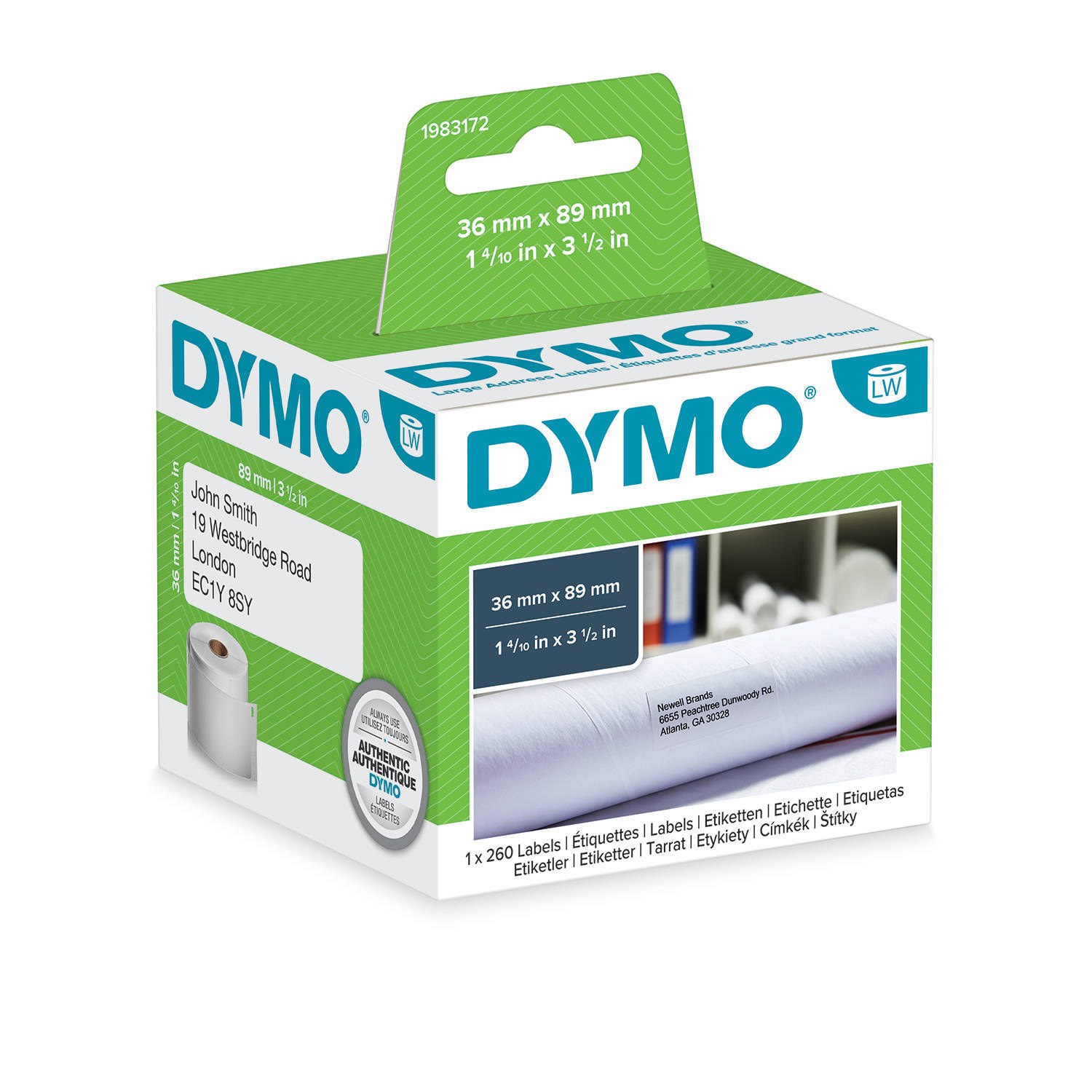 Etykiety DYMO adresowe duże - 89x36 mm biały (12 rolek) 2093093