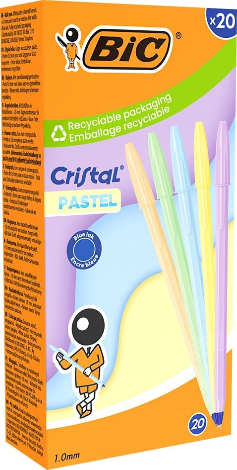 Długopis BIC Cristal Pastel MIX (1szt) niebieski wkład