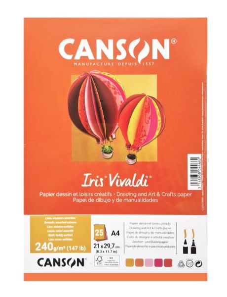Karton Iris A4/25 240g Ogień (kolory: 5,8,10,11,14) Canson 32127S009