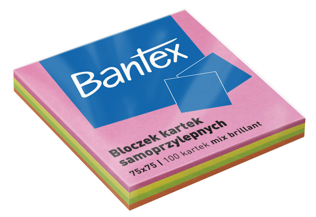 Notes samoprzylepny 75x75 100k mix kol. Bantex