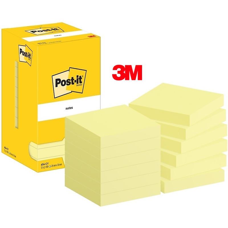 Karteczki samoprzylepne Post-it 76x76  (12) żółty 100k 3M 654-CY 7100290160 - PO1001