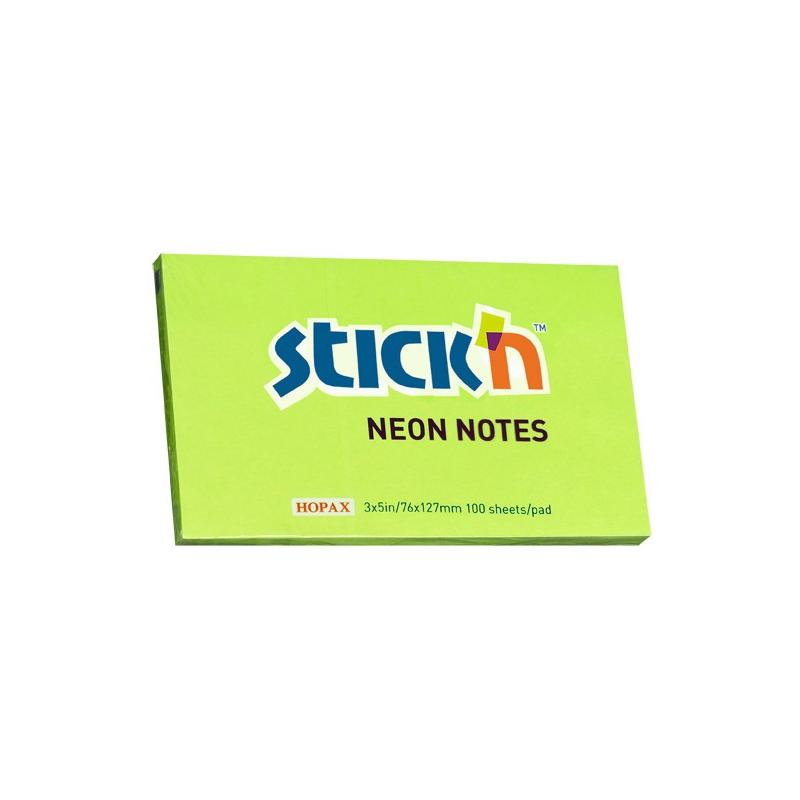 Notes samop. 127x76 (100k). neon zielony Stick"N 21171