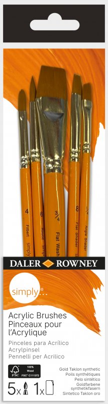 Zestaw pędzli syntetycznych do akryli 5szt mix Daler Rowney Simply 216620500 Fila