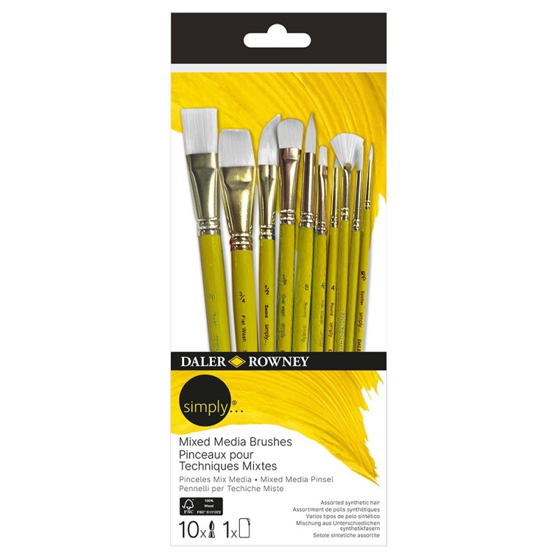 Zestaw pędzli syntetycznych 10 sztuk mix Daler Rowney Simply 216650110 Fila