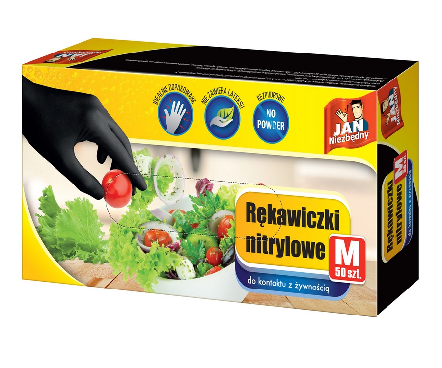 Rękawice nitrylowe M 50szt czarne do kontaktu z żywnością 8571026861