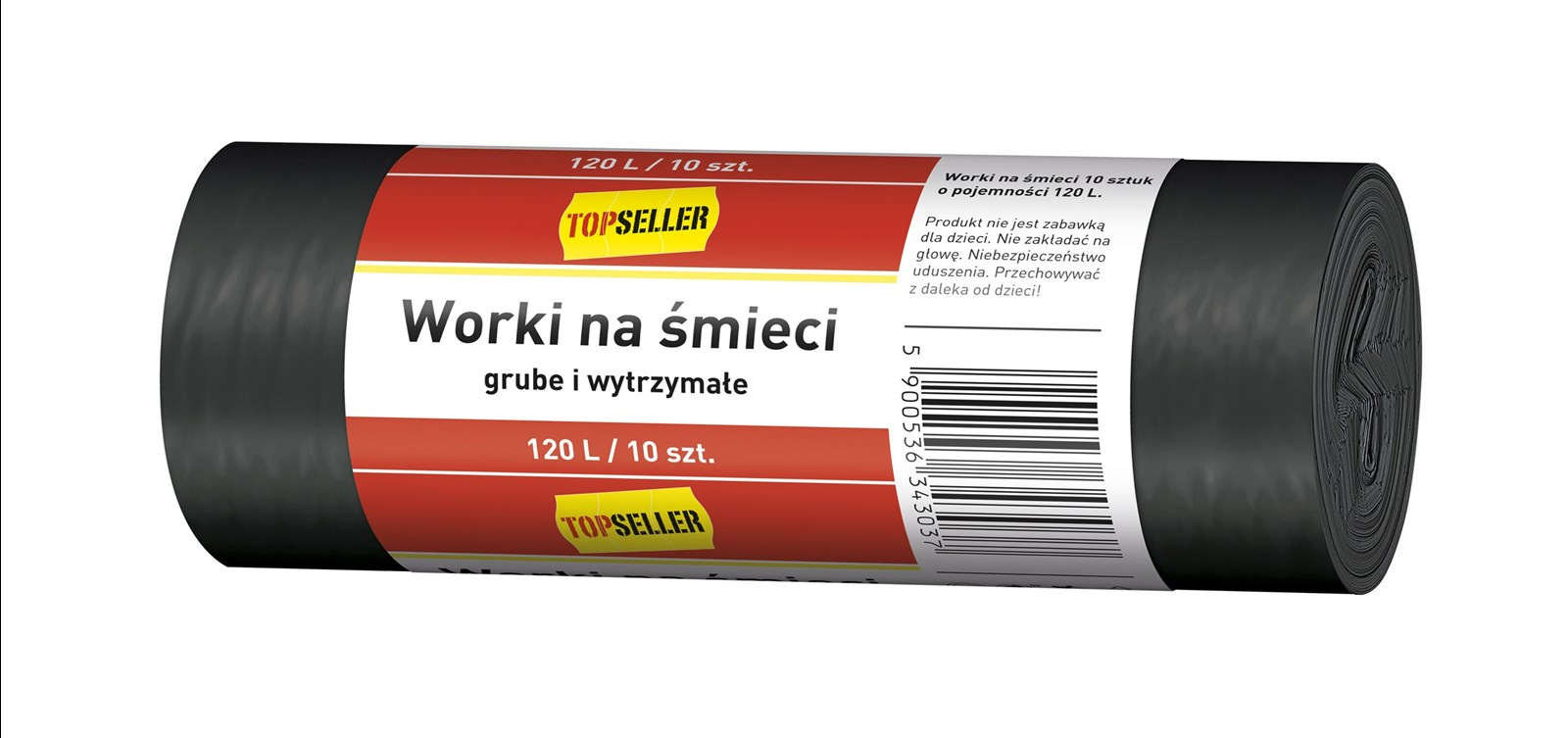Worki na śmieci TOPSELLER 120l (10szt) czarne