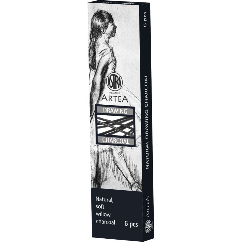 Węgiel naturalny rysunkowy Astra Artea 6-8mm 6 sztuk