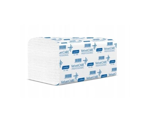 Ręczniki składane ZZ celulozowe Velvet Care Professional V Fold 2-warstwowe, 150 listków, 20szt, białe 5600042
