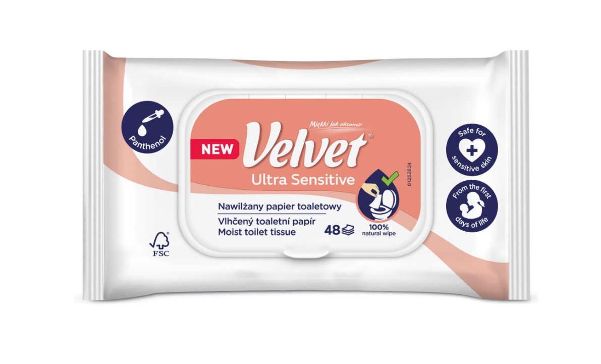 Papier toaletowy nawilżany Velvet Sensitive 48szt