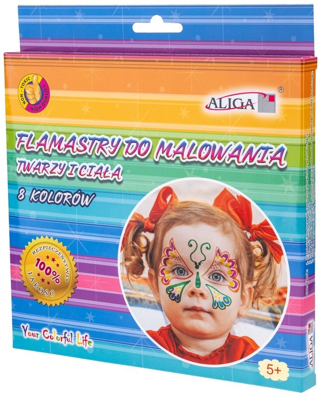 Flamastry FAD-5440 do twarzy i ciała 8 kolorów Aliga