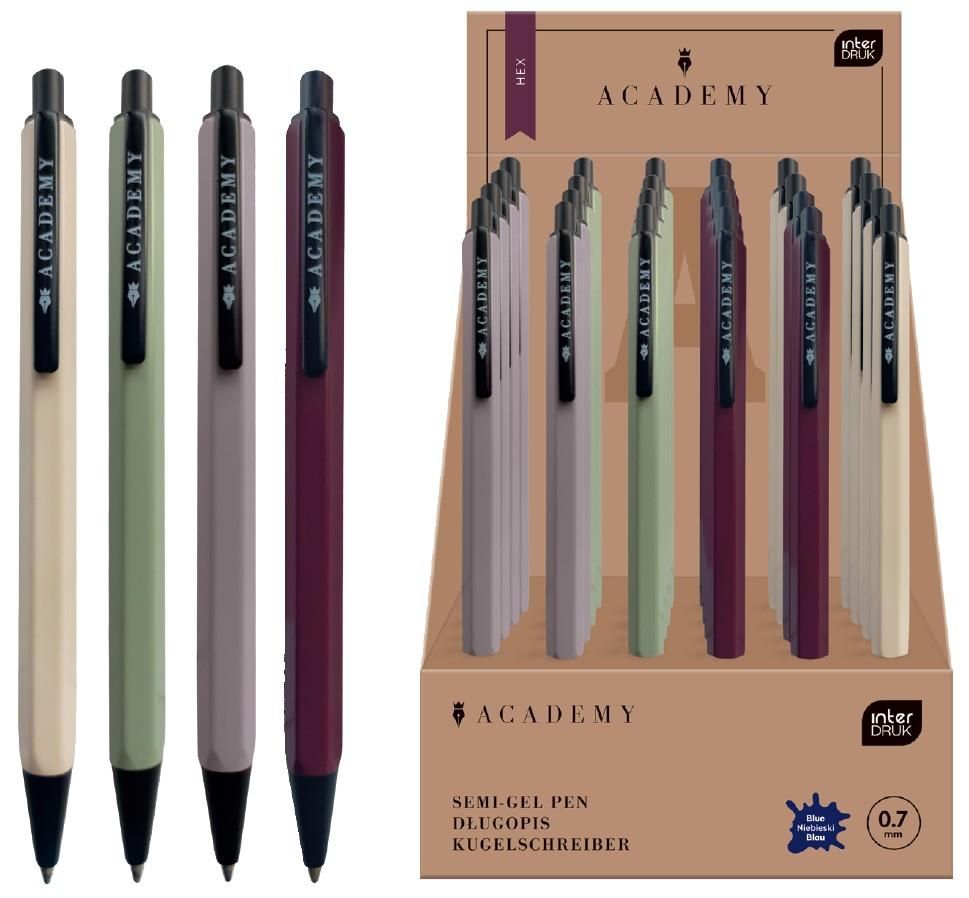 Długopis automatyczny metalowy Hex Academy niebieski Interdruk