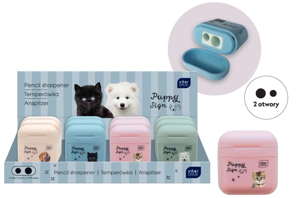 Temperówka podwójna z pojemnikiem Puppy sign Interdruk
