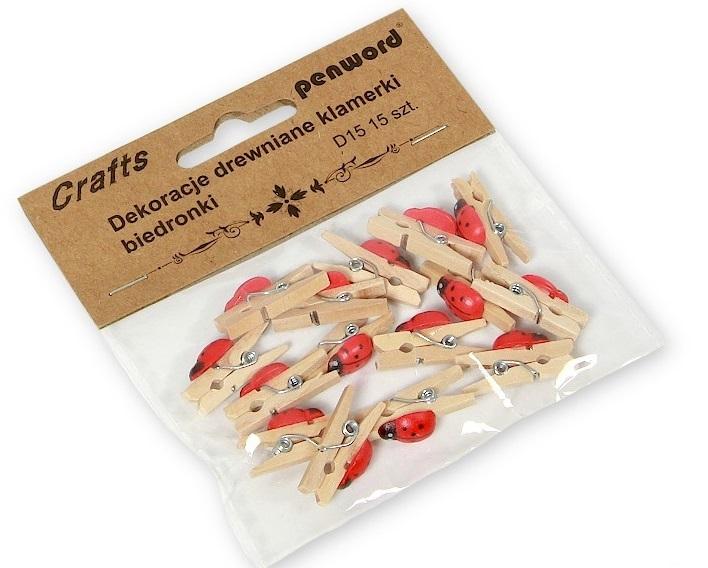 Dekoracje drewniane D15 klamerki Biedronki (10) POLSIRHURT