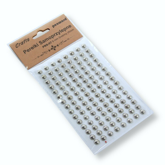 Perełki samoprzylepne 8mm srebrne PRS-07 Polsirhurt
