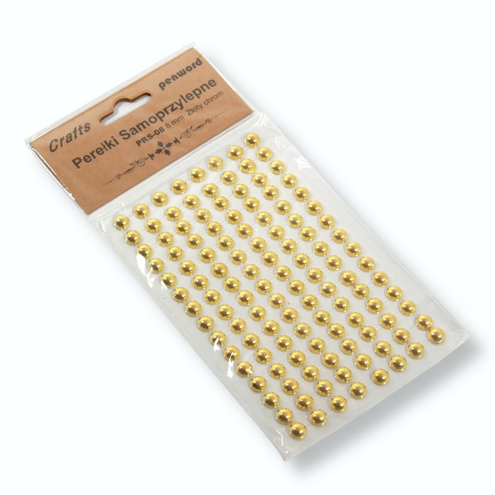 Perełki samoprzylepne 8mm złoty chrom  PRS-08 Polsirhurt