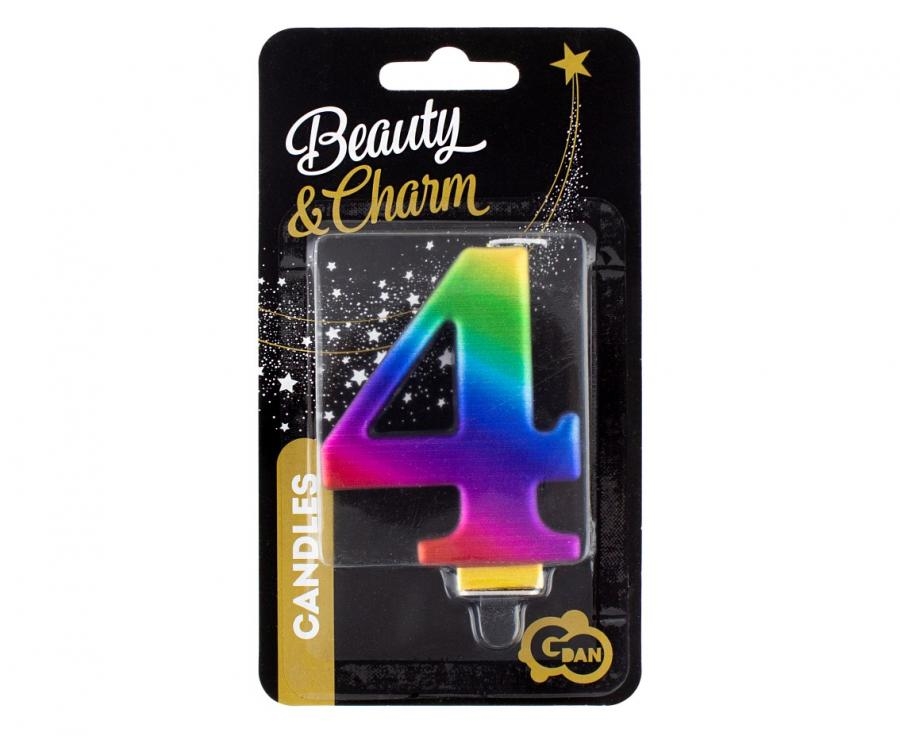 Świeczka cyferka 4, Galaxy 8cm GoDan