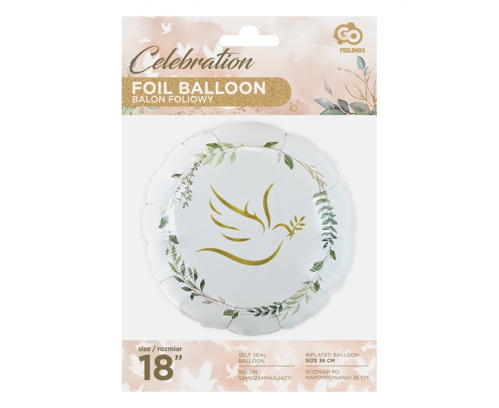 Balon foliowy Gołąbek z listkami okrągły 18" Godan FG-OZGL