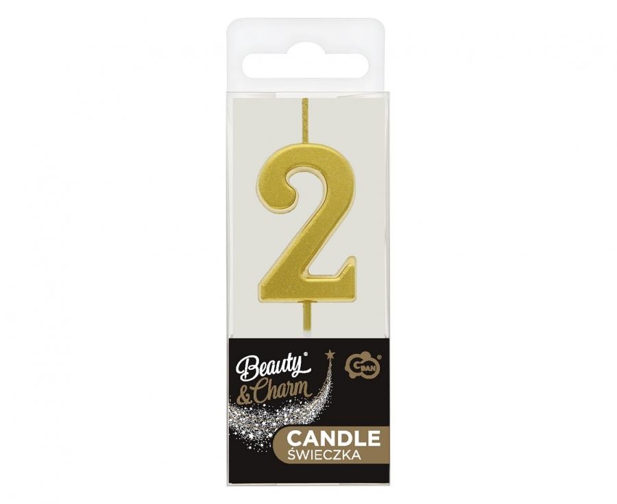 Świeczki piker B&C cyferka 2 metaliczna złota 9,5x2,3cm BH-SPZ2 GoDan