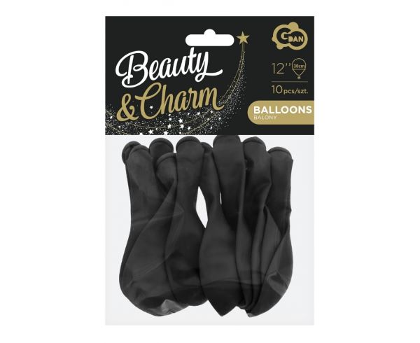 Balony Beauty&Charm metaliki czarne 12" 10szt CB-1MCZ GoDan