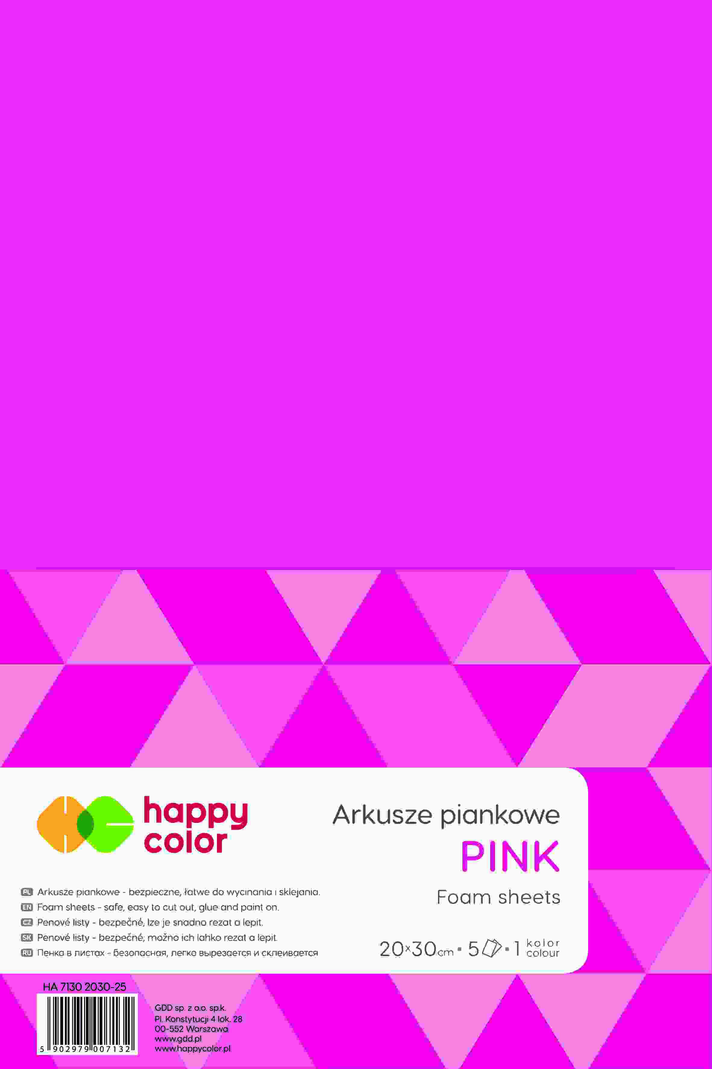 Arkusze piankowe A4 5szt. Happy Color różowe