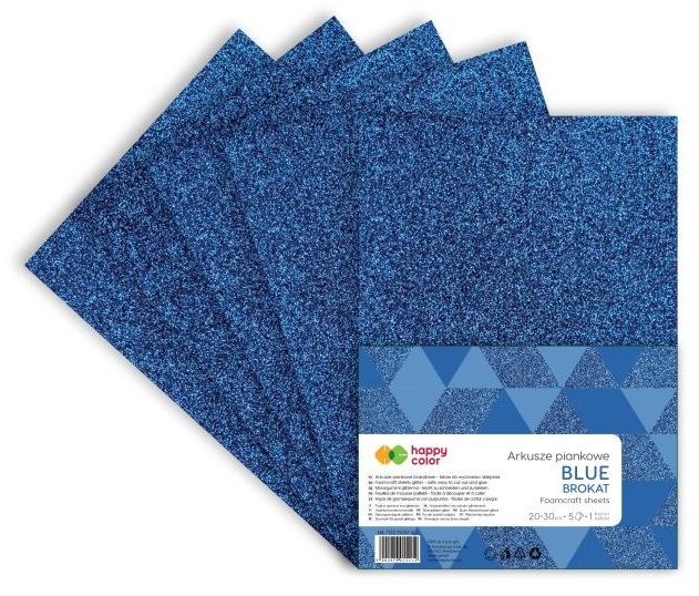 Arkusze piankowe brokatowe A4 5ark. niebieskie Happy Color HA 7132 2030-3 GDD