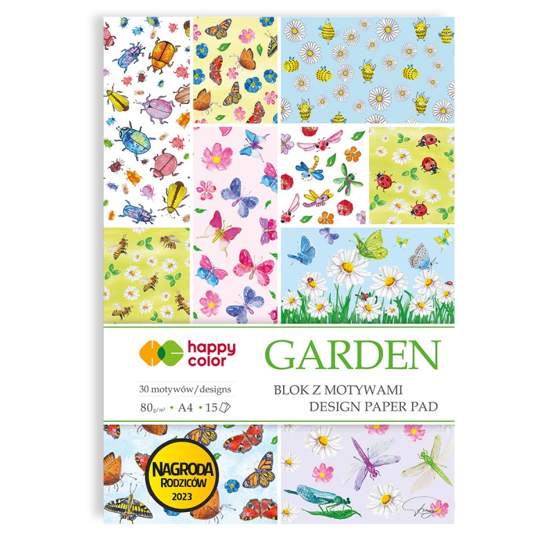 Blok z motywami A4/15 ark 30 motyw. Garden 80g/m2 HA 3808 2030-D Happy Color