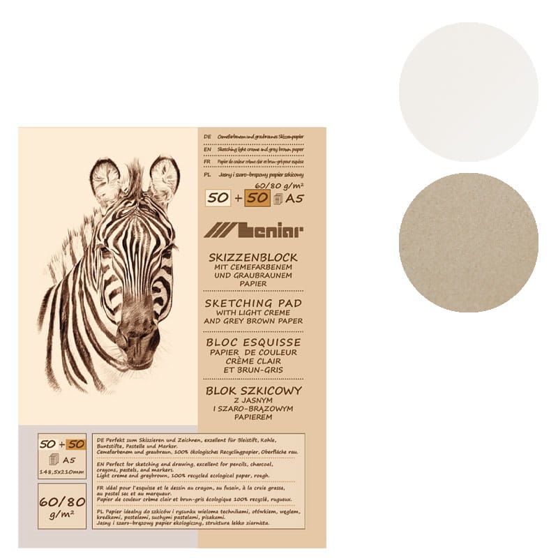Blok szkicownik ZEBRA A5 80g 100ark Leniar 90880