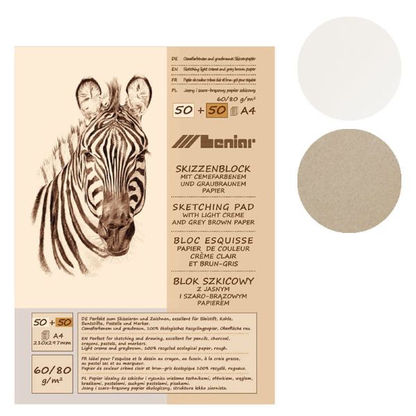 Blok szkicownik ZEBRA  A4 80g 100ark Leniar 90881