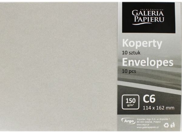 Koperta C6/10 Pearl jasnosrebrny K 150g  Argo [280240]