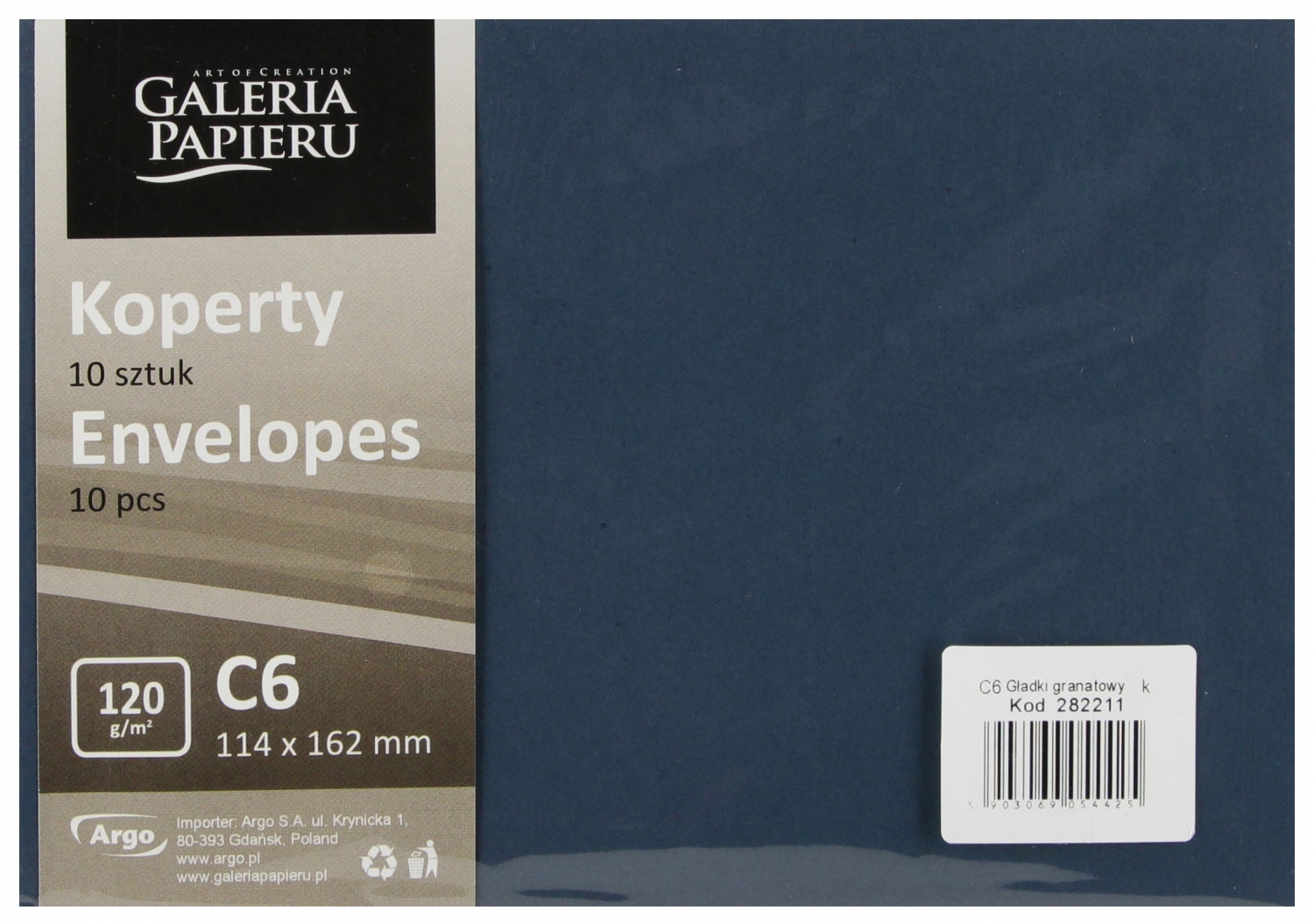 Koperta C6/10 Gładki granatowy K. 120g  Argo [282211]