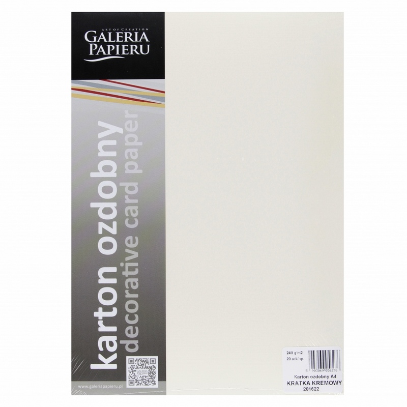 Karton ozdobny A4 (20) kratka krem Argo 240g [201622]