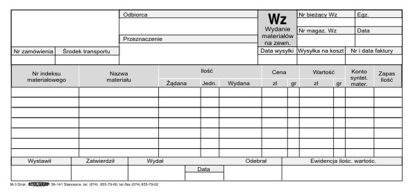 Wydanie z magaz. WZ 1/3 A4 M3 (!) mała Stolgraf