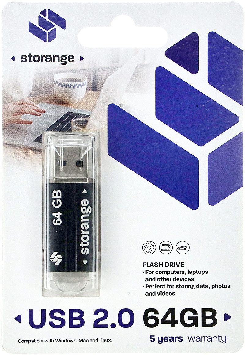 Pamięć USB 2.0 64GB Storange Basic STORANPEN64GBBK2.0 (Pendrive)