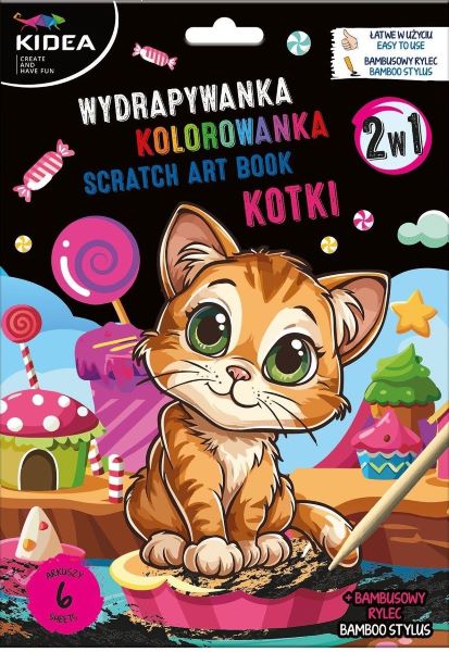 Wydrapywanka z kolorowanką 2w1 Kotki Kidea WKPKA Derform