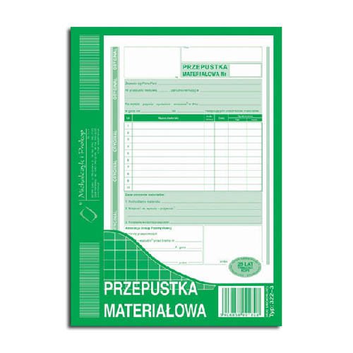 Przepustka materiałowa MiP 322-3 A5