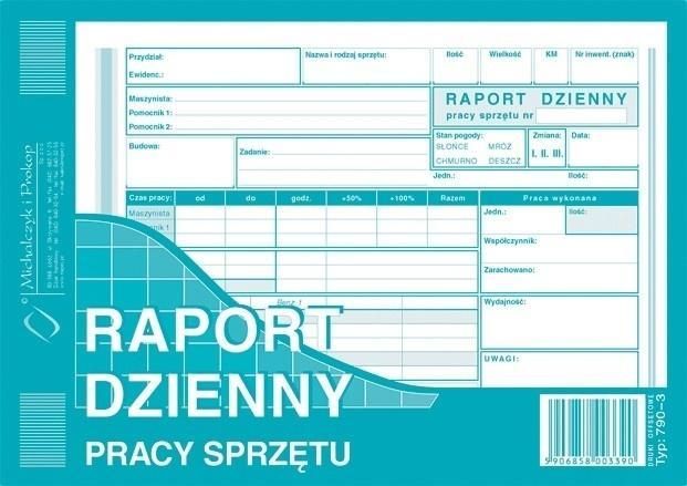 Raport dzienny pracy sprzętu MiP 790-3 A5