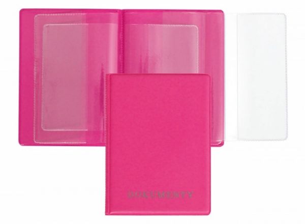 Okładka na dokumenty z dowodem rejestr.  PINK  BIUR-FOL KOD-06-03