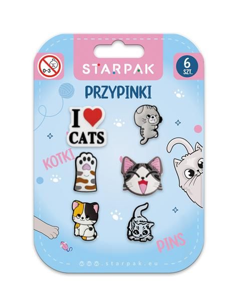 Przypinki gumowe Kotki 6szt 583613 Starpak