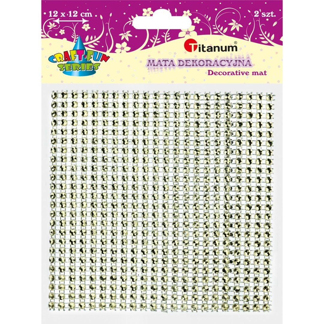 Mata dekoracyjna z kryształków 12x12cm złota PJ651 363465 Titanum