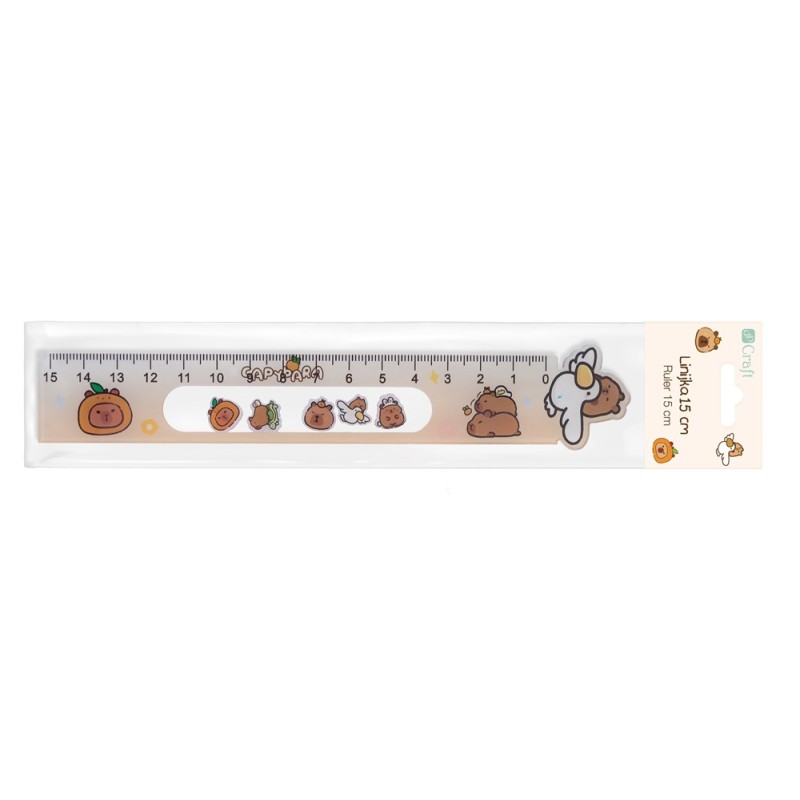 Linijka z ruchomymi motywami 15cm - Kapibara - Beżowa DPCA-015 Dalprint