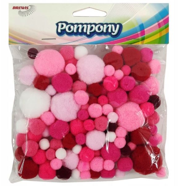 Pompony POM52 odcienie różowego + biały Brewis
